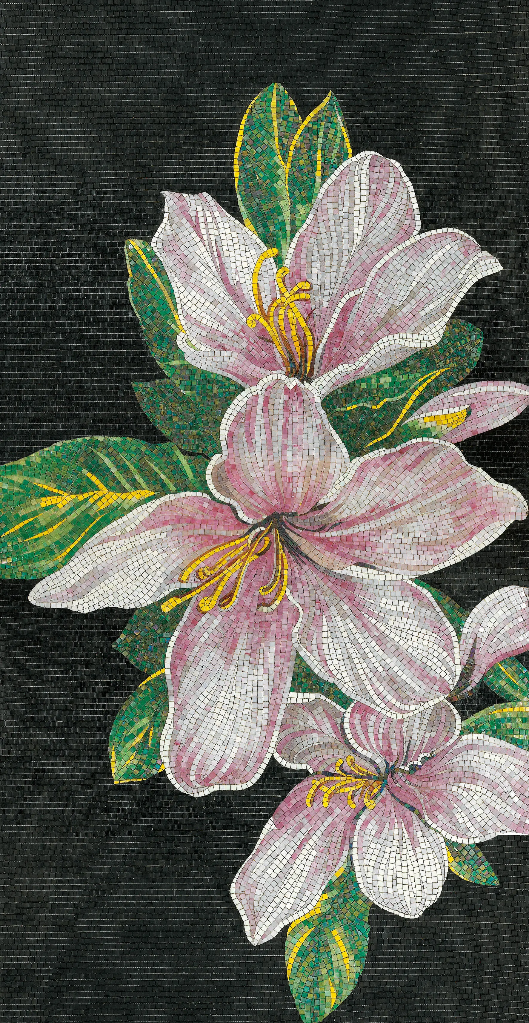 Custom mosaic in the opus musivum fashion completing an elegant living room design.